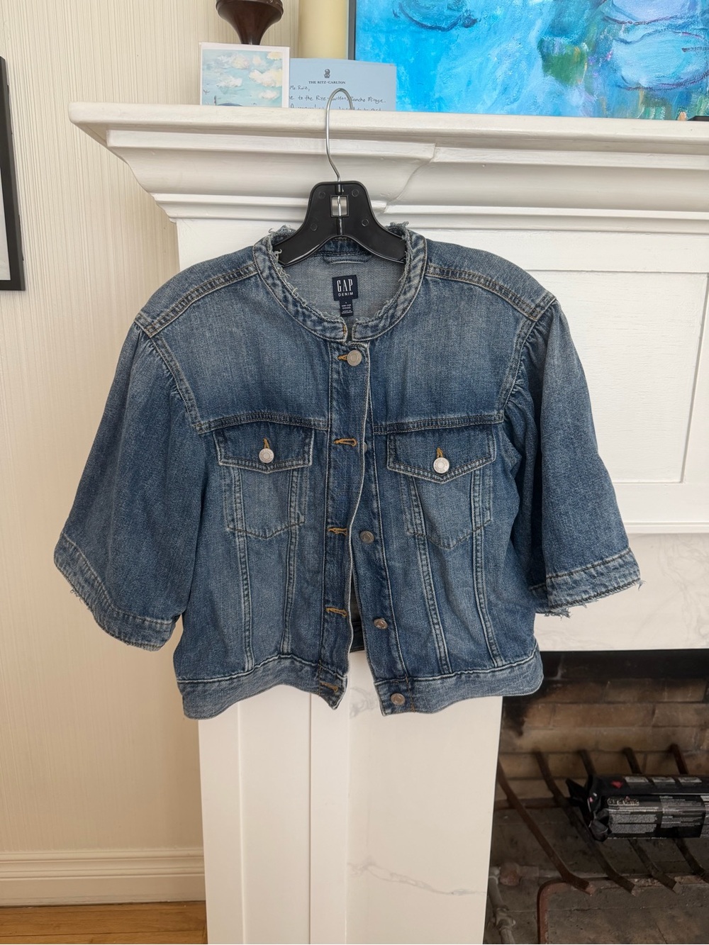 GAP Short Sleeve Denim Jacket - Medium Blue